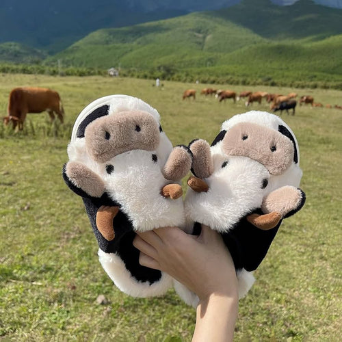 Hand Crafted Soft Stitched Cow Slippers