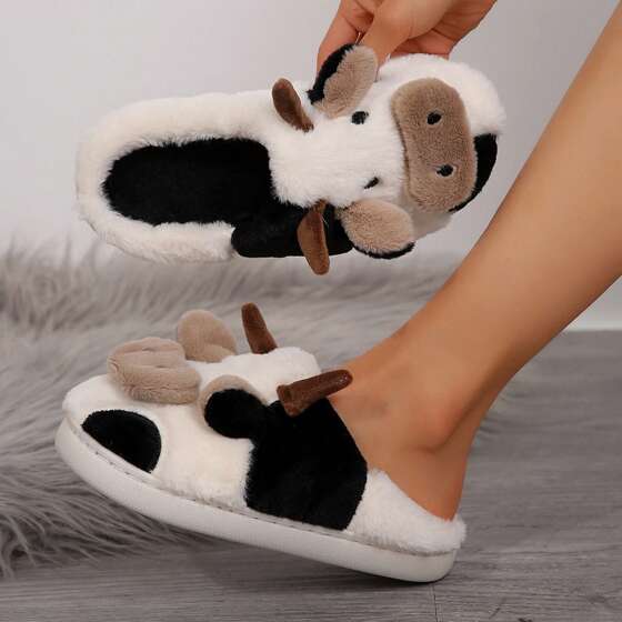 Hand Crafted Soft Stitched Cow Slippers