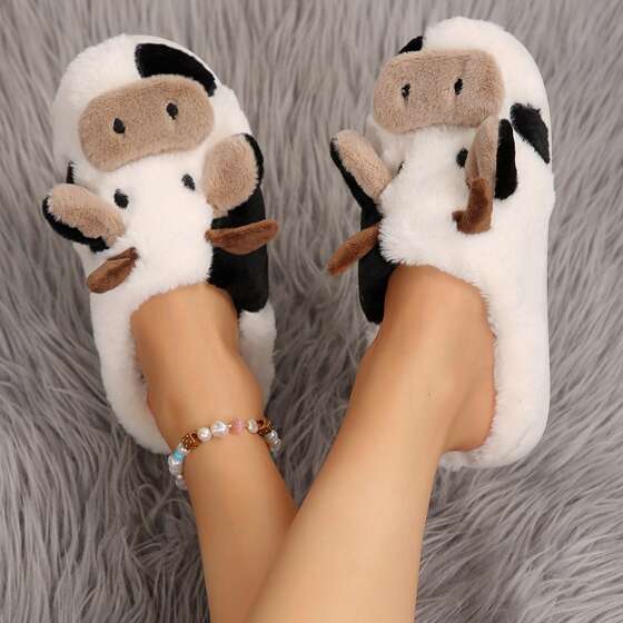 Hand Crafted Soft Stitched Cow Slippers
