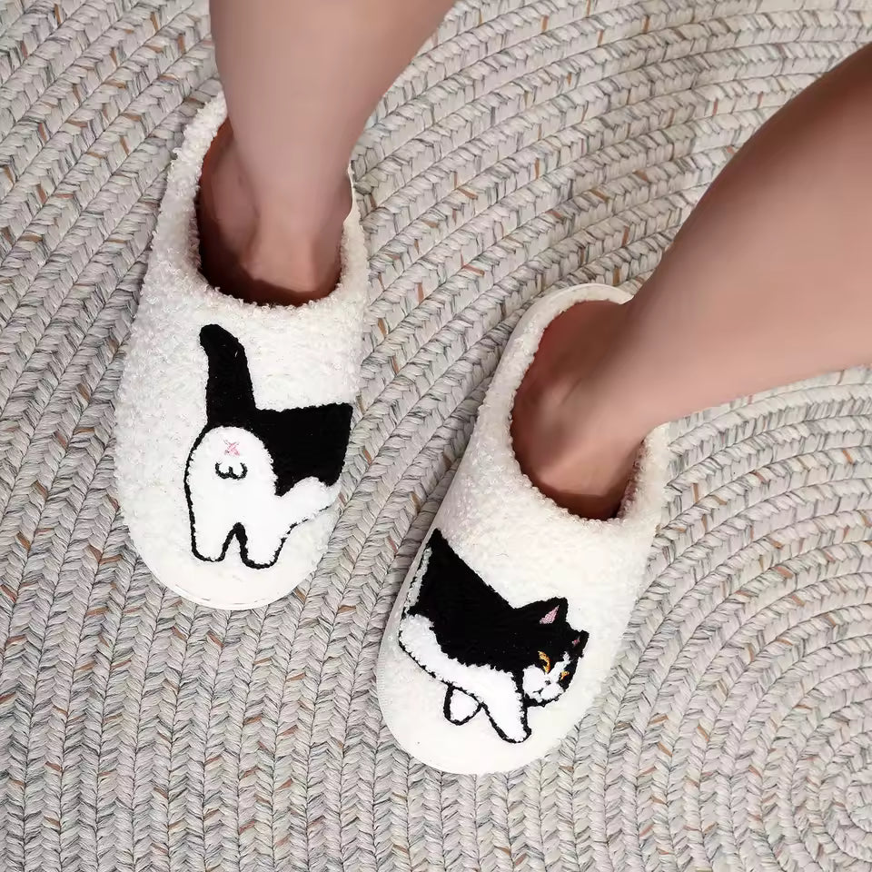 Hand Crafted Soft Stitch Cat Slippers